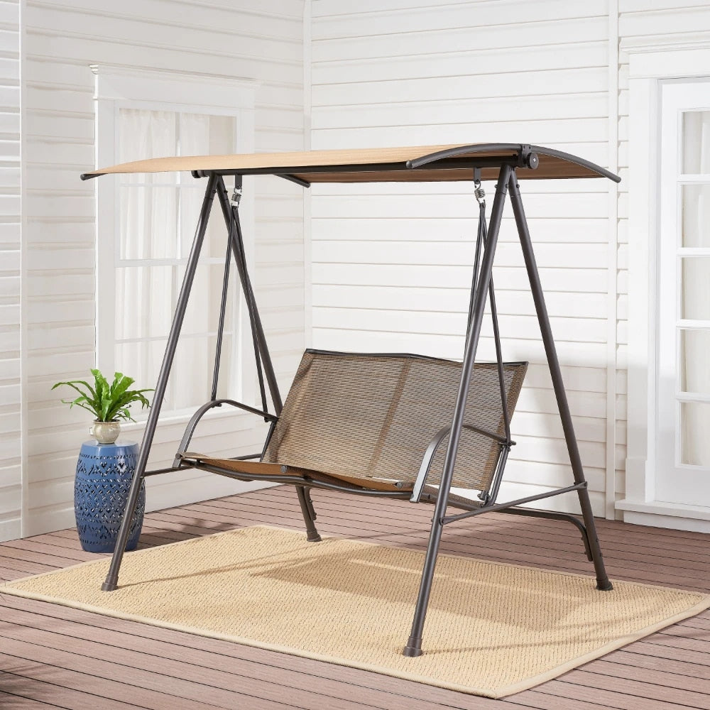 2 Person Canopy Steel Porch Swing