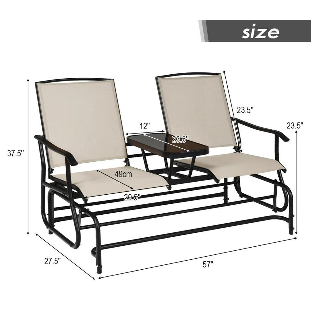 2 Person Outdoor Patio Double Glider Chair