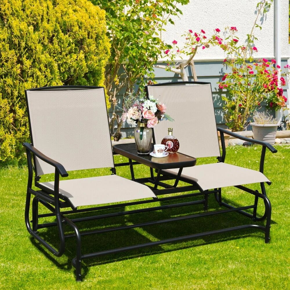 2 Person Outdoor Patio Double Glider Chair