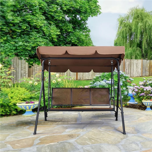 3 Seat Patio Canopy Porch Hanging Swing Chair