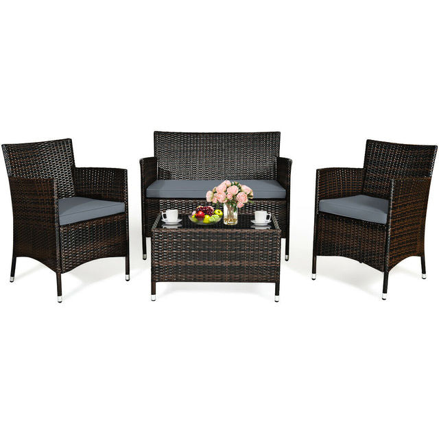 4PCS Rattan Patio Furniture Set