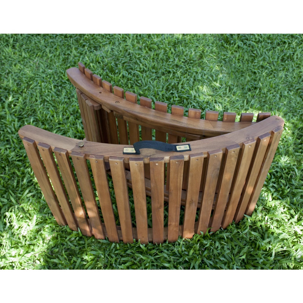 Solid Wooden Indoor and Outdoor Curved Folding Lounger
