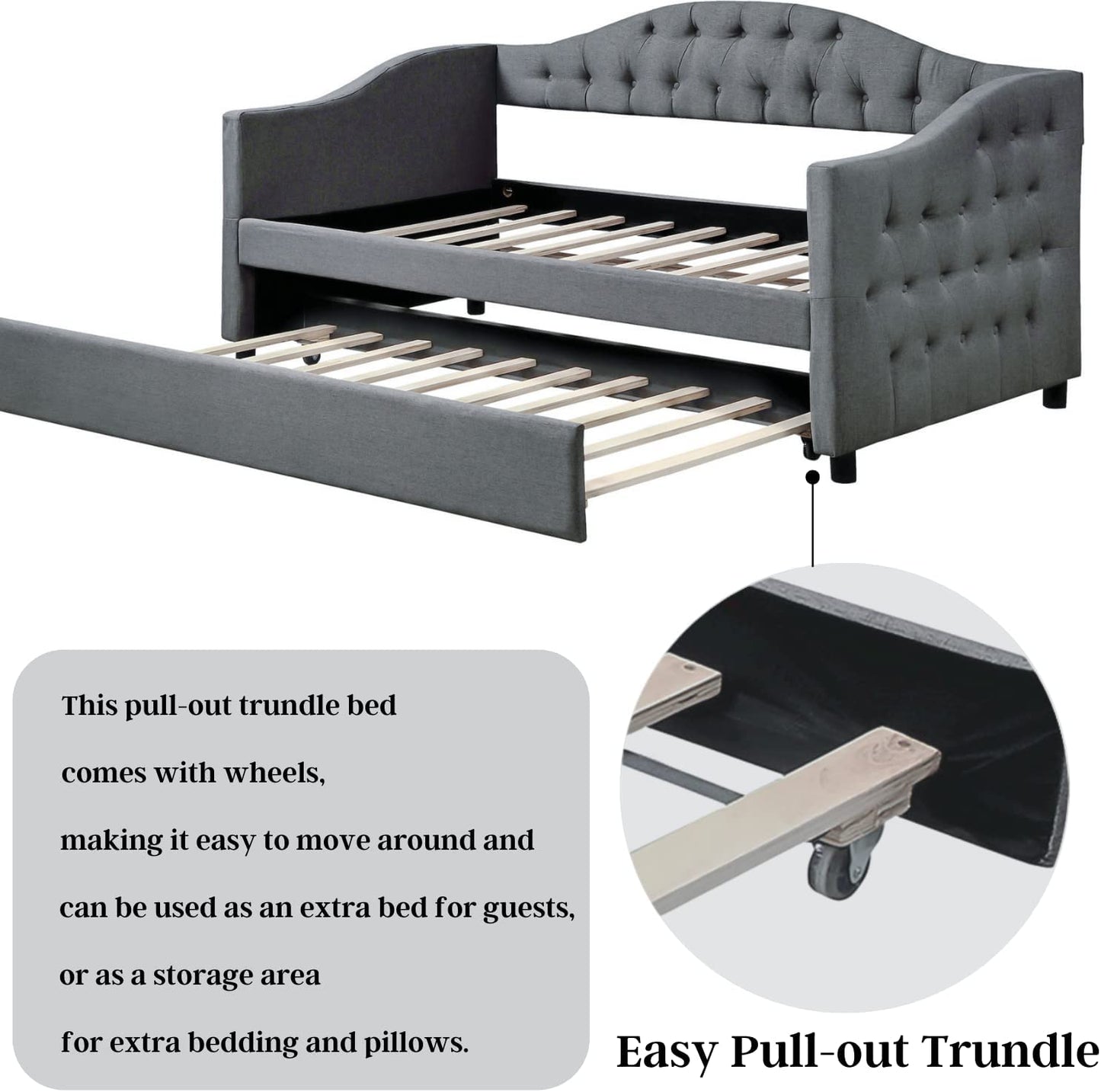 Twin Day Bed with Twin Size Trundle