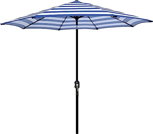 Blissun Outdoor Market Patio Umbrella with Push Button Tilt and Crank, 8 Ribs