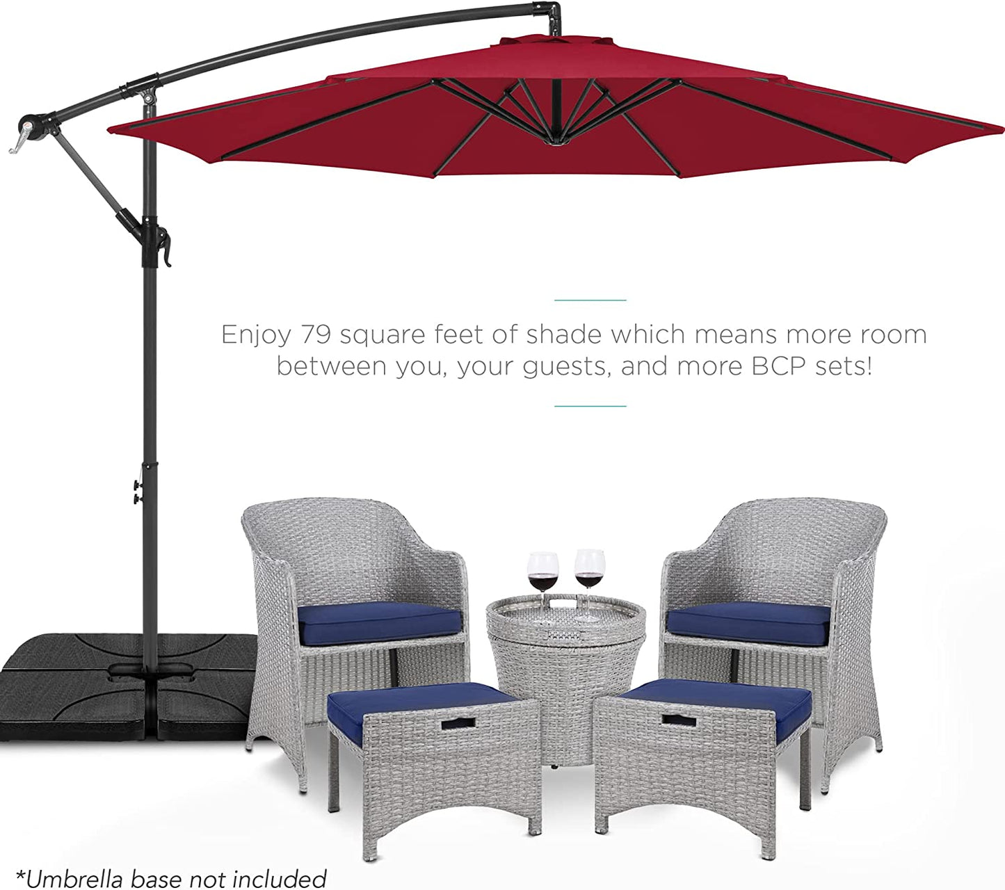 Best Choice Products 10ft Offset Hanging Market Patio Umbrella, Easy Tilt Adjustment