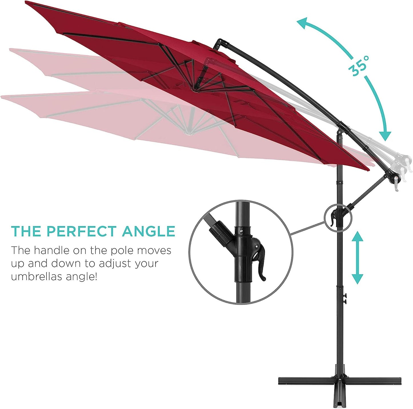 Best Choice Products 10ft Offset Hanging Market Patio Umbrella, Easy Tilt Adjustment