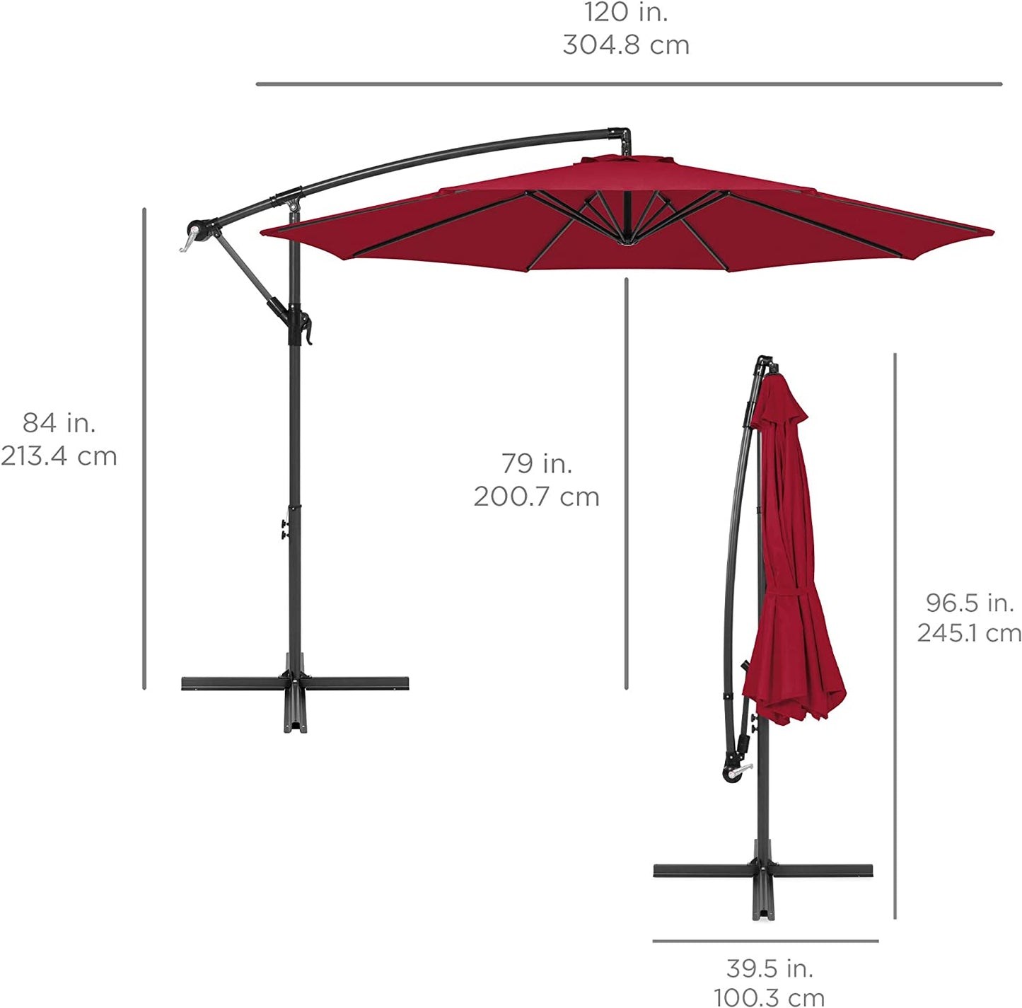 Best Choice Products 10ft Offset Hanging Market Patio Umbrella, Easy Tilt Adjustment