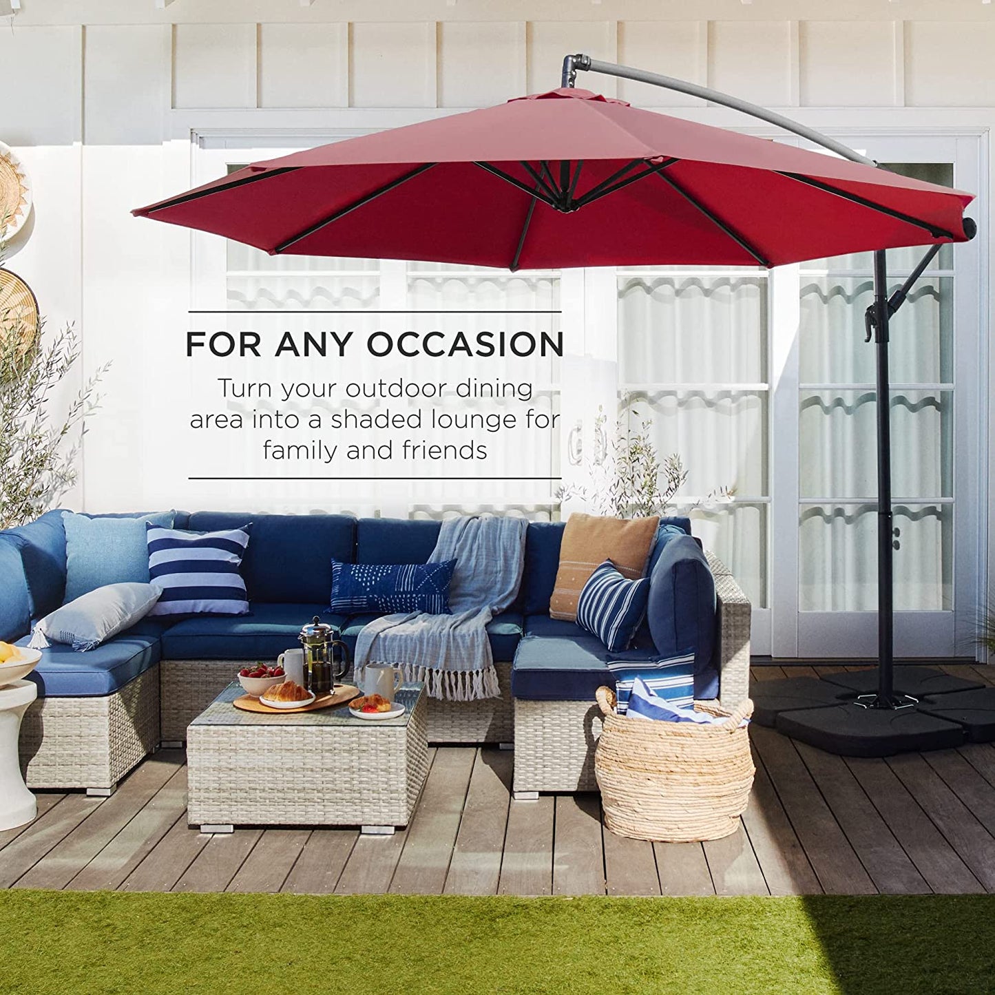 Best Choice Products 10ft Offset Hanging Market Patio Umbrella, Easy Tilt Adjustment