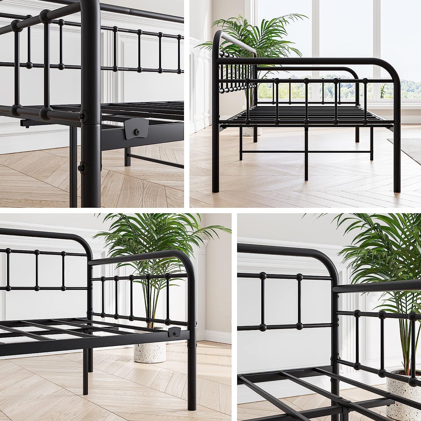 Metal Daybed Frame Twin Size with Steel Slats Platform Furniture,Black
