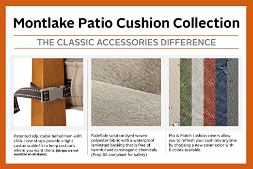 Classic Accessories Montlake FadeSafe Water Resistant 59 x 18 x 3 Inch Outdoor Bench Settee Cushion
