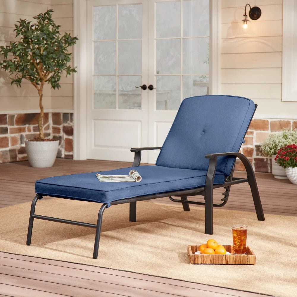Cushion Steel Outdoor Chaise Lounge