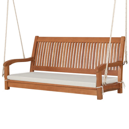 Amish Heavy Gauge Hanging Porch Swing Solid Wood Bench with Free Cushion
