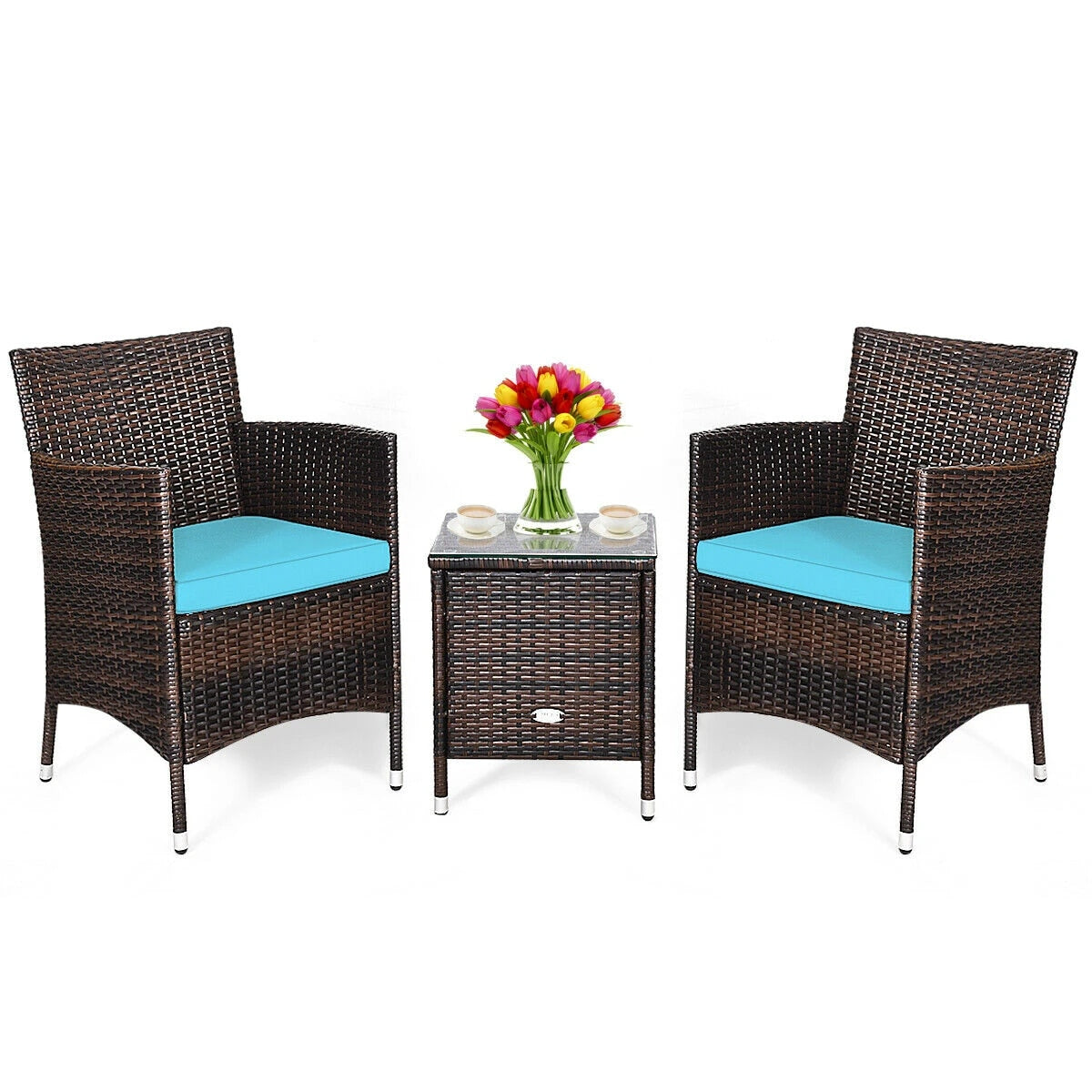 3 PCS PE Rattan Wicker Furniture Sets