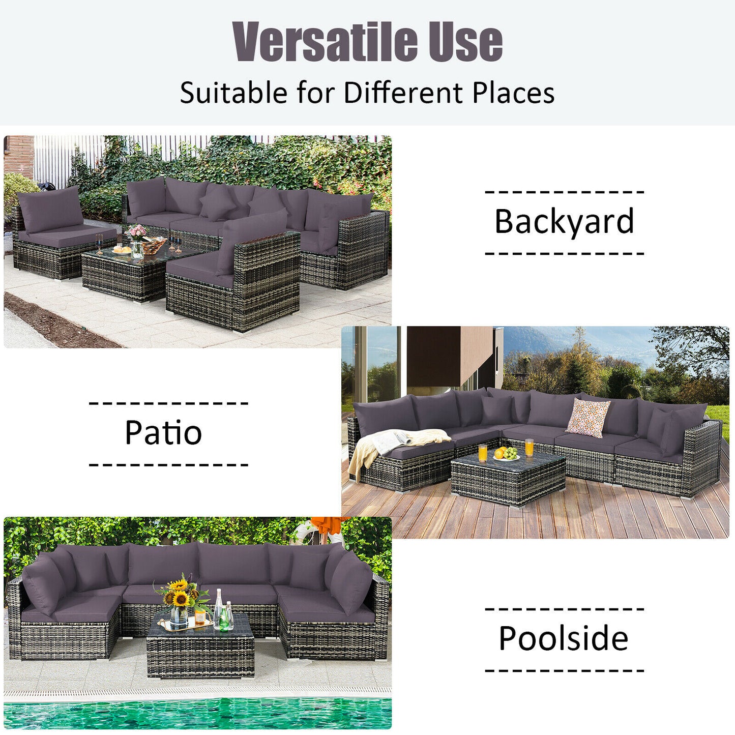 7PCS Patio Rattan Furniture Set