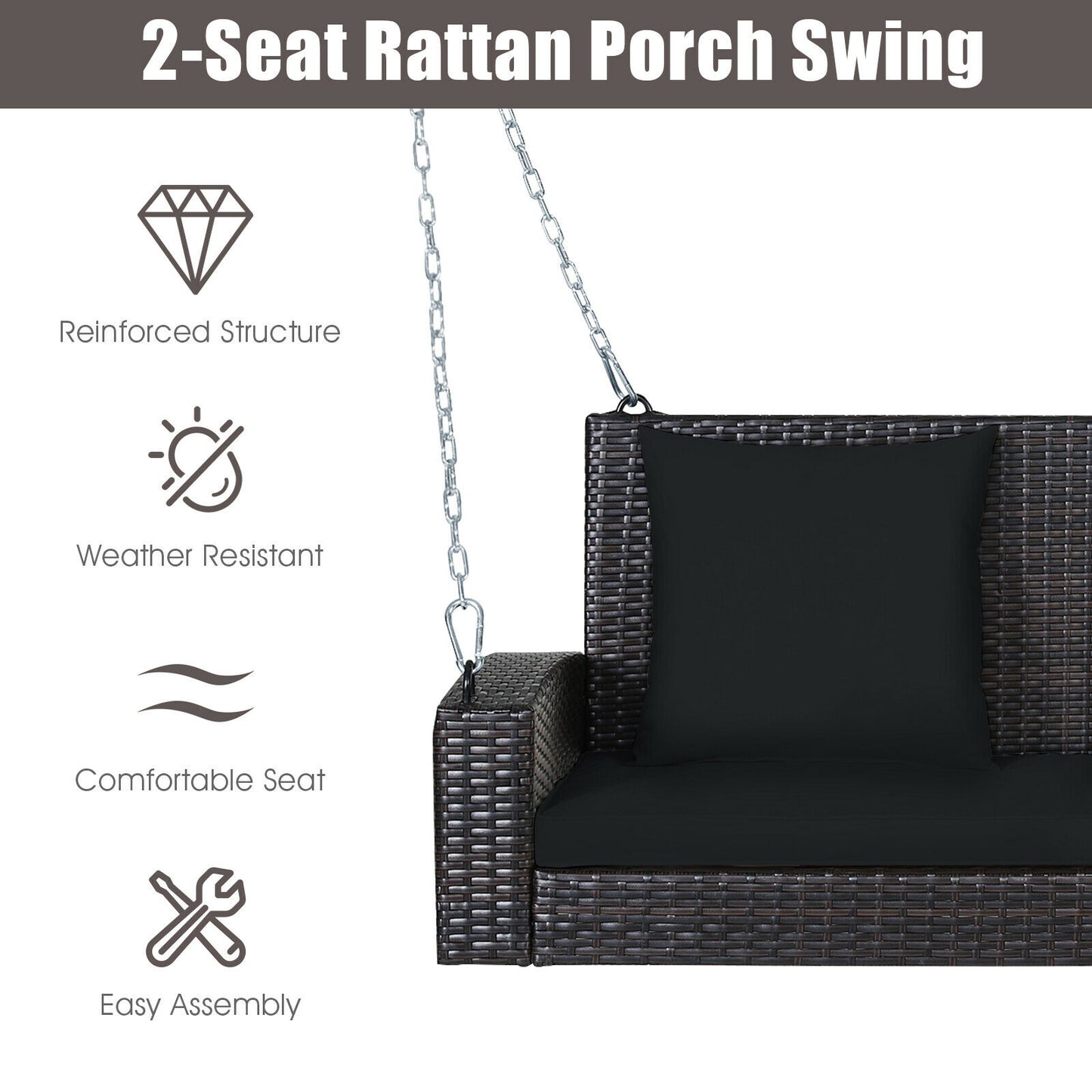 Rattan Hanging Swing Porch Bench