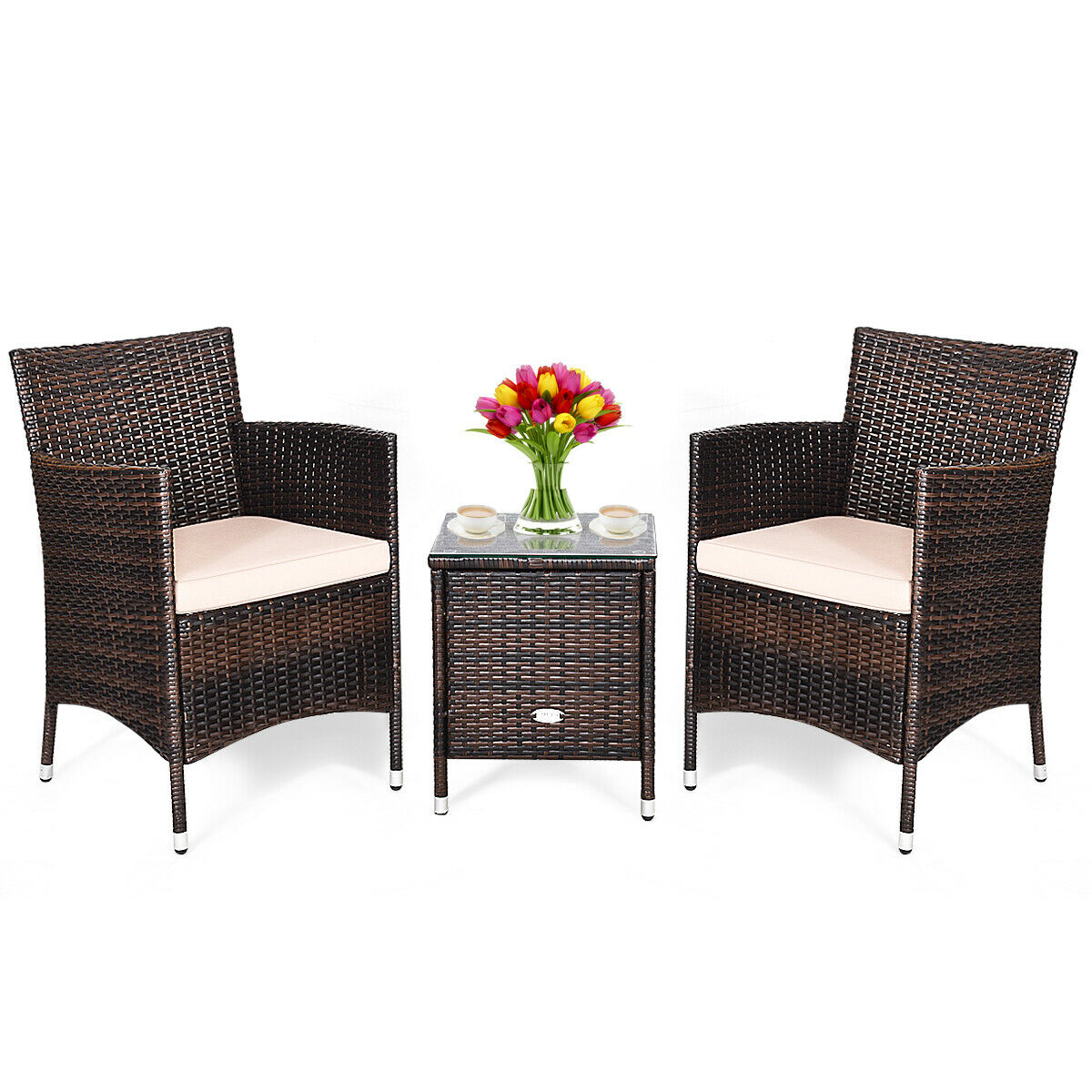 3 PCS PE Rattan Wicker Furniture Sets