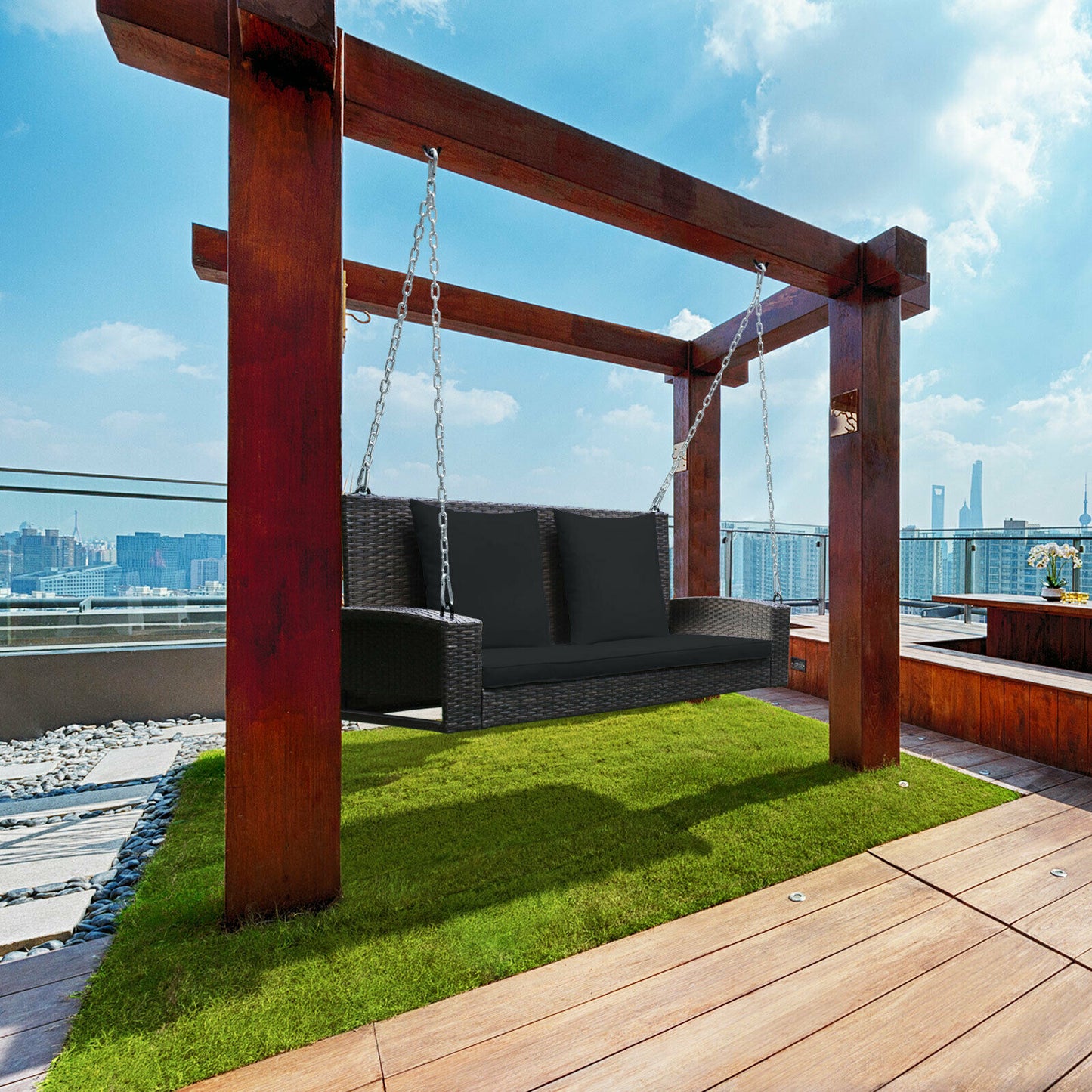 Rattan Hanging Swing Porch Bench