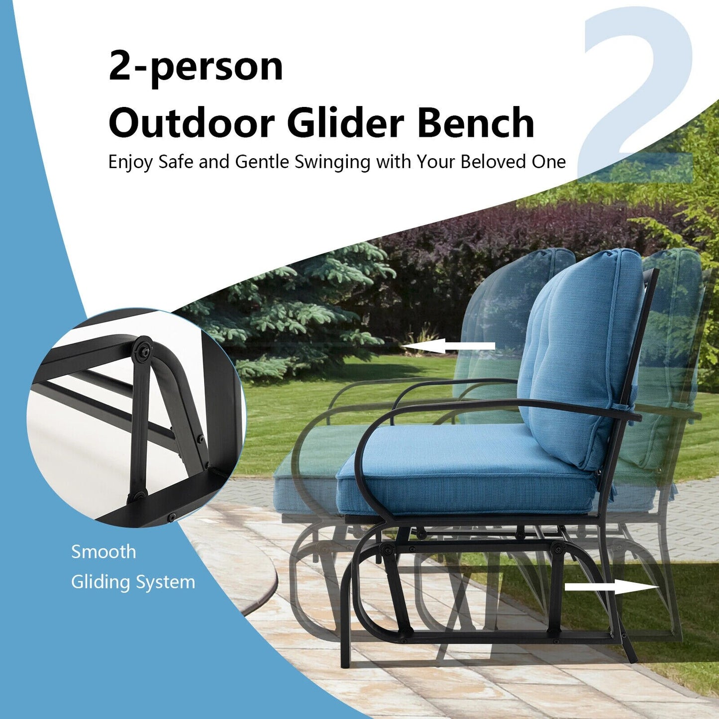 2-Person Glider Bench Rocking Loveseat