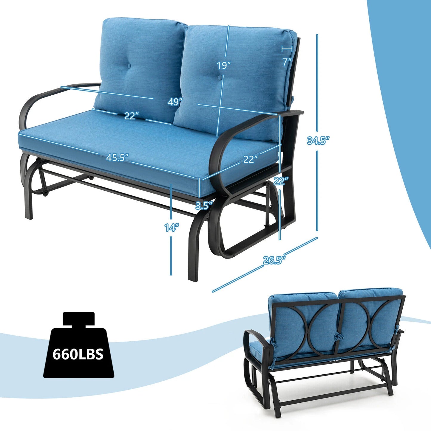 2-Person Glider Bench Rocking Loveseat