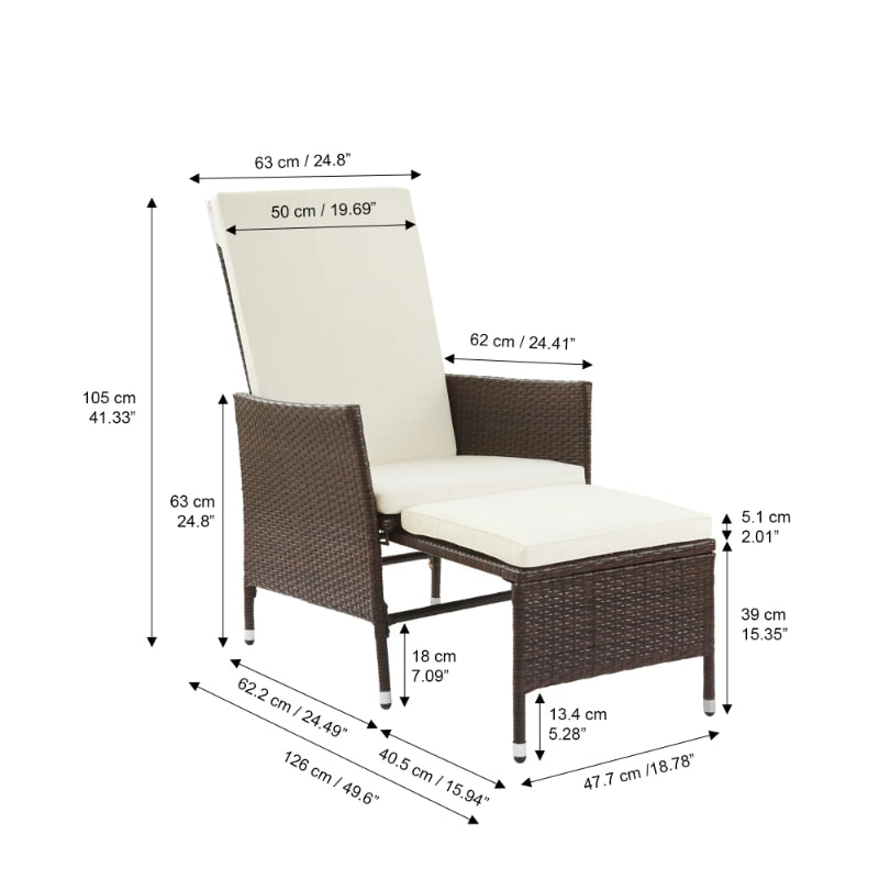 Home Outdoor Rattan Patio Lounge Chair