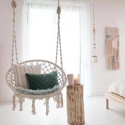 Boho Style Rattan Chair Hanging Hammock