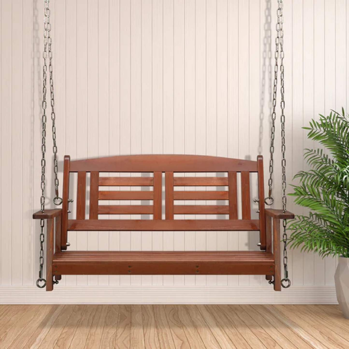 Hardwood Hanging Metal Porch Swing