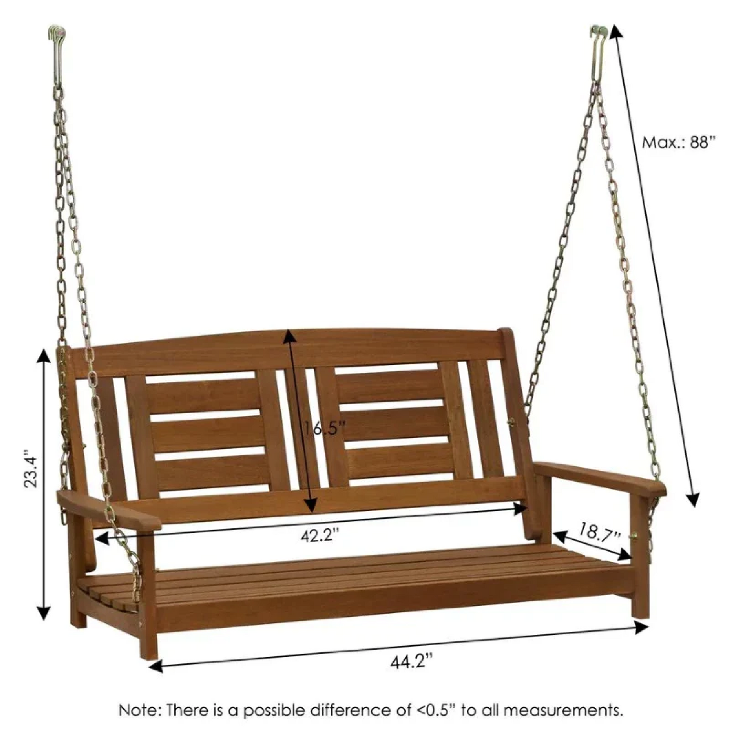 Hardwood Hanging Metal Porch Swing