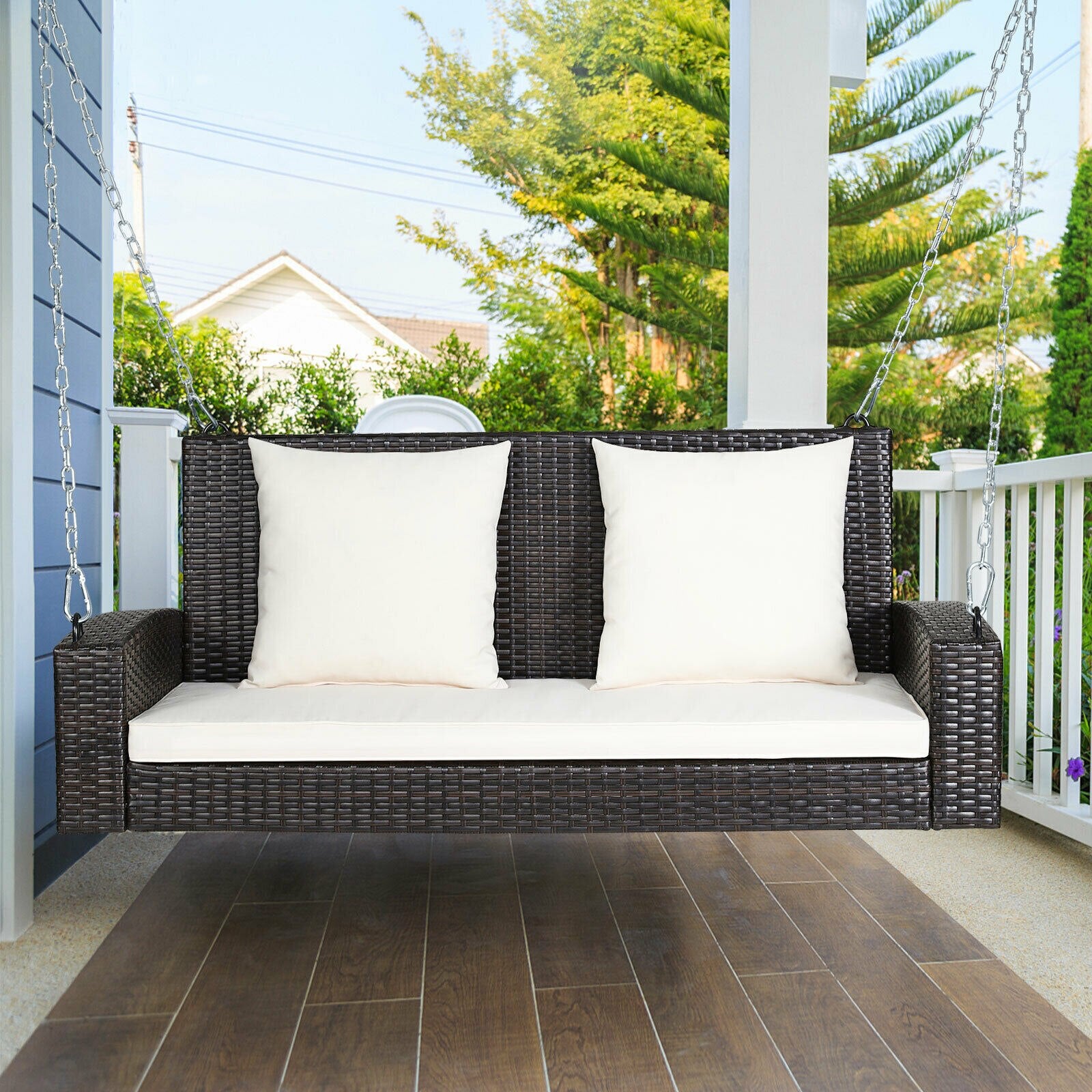 Hanging Rattan Bench Rattan Hanging Swing Porch Bench – Porch Outlet